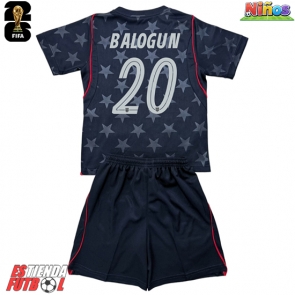 Estados Unidos Folarin Balogun #20 Segunda Equipación Niños Mundial 2026 Manga Corta (+ Pantalones cortos)